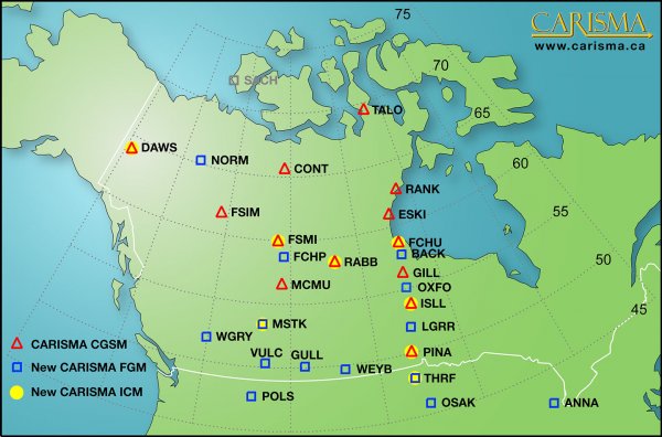 Map of the CARISMA station locations